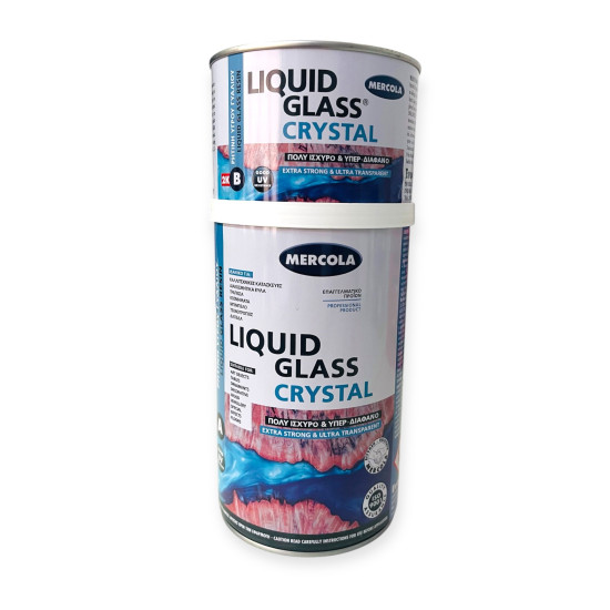 LIQUID GLASS CRYSTAL 1kg ΥΠΕΡΔΙΑΦΑΝΗ ΕΠΟΞΕΙΔΙΚΗ ΡΗΤΙΝΗ 2 ΣΥΣΤΑΤΙΚΩΝ EVOCHEM