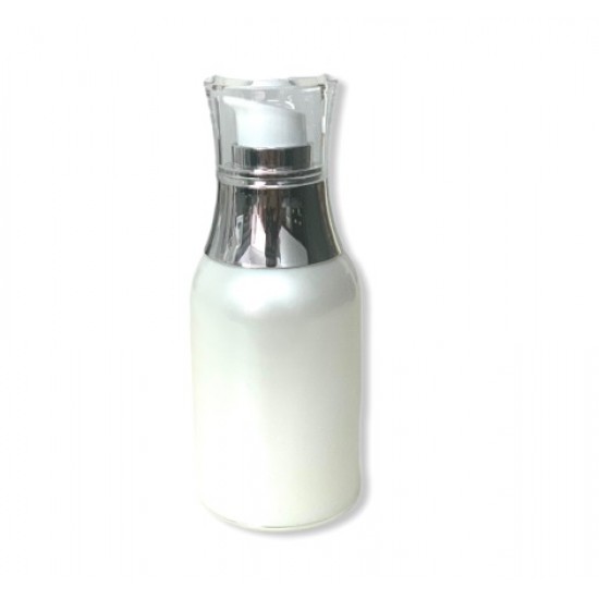 Φιάλη airless 50ml λευκή με αντία κρέμας με διάφανο καπάκι 
