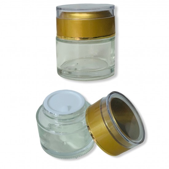 ΒΑΖΟ ΓΥΑΛΙΝΟ ΔΙΑΦΑΝΟ 50ml ΜΕ  ΧΡΥΣΟ ΚΑΠΑΚΙ